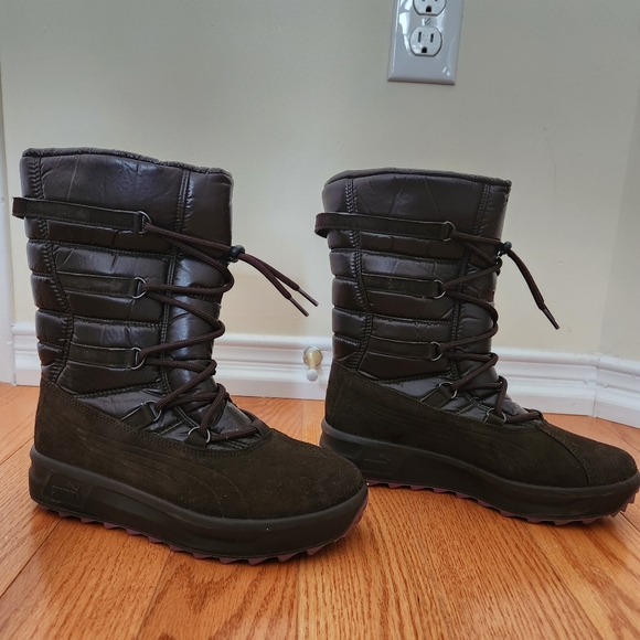 Puma Brown Suede Snow Boots, US5 - Picture 3 of 11